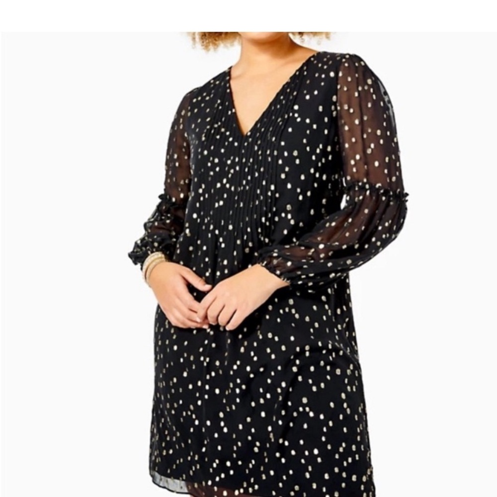 Lilly Pulitzer Black and Gold Cleme Silk Dress